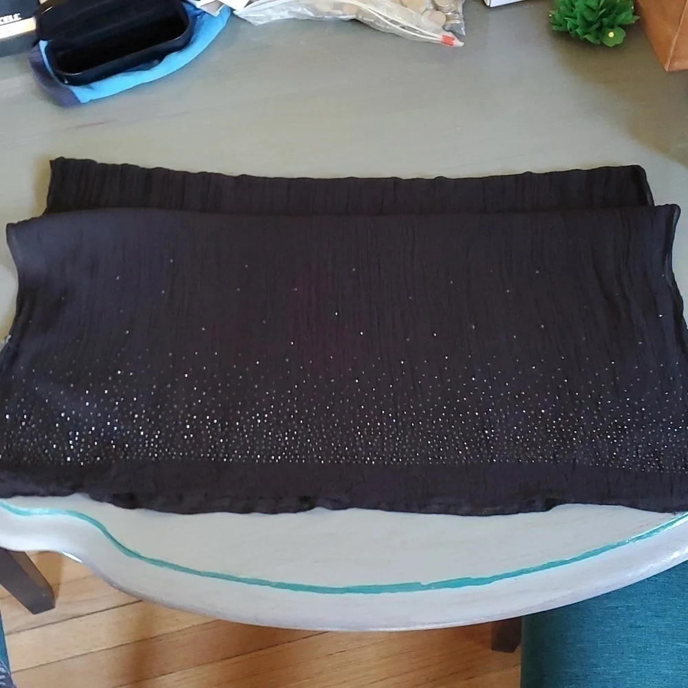 Charming Charlie |Black Gradient  Sparkling Elegant Neutral Scarf/Wrap Shawl XXL